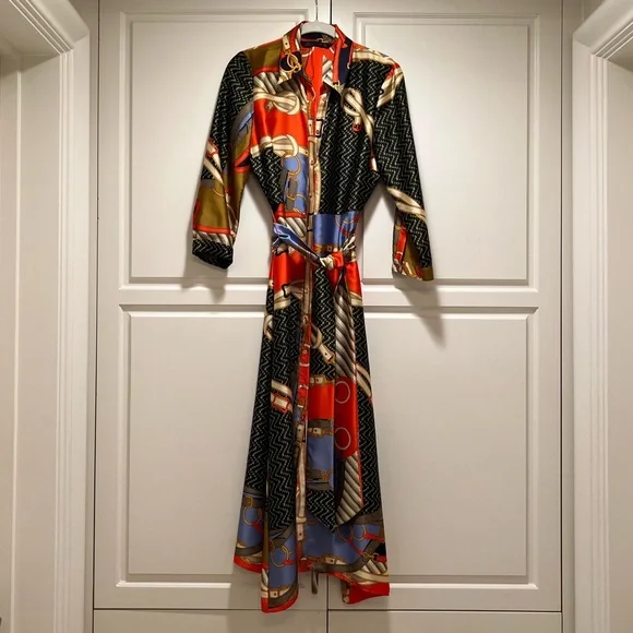 Zara Scarf Print Shirt Dress - Picture 8 of 8